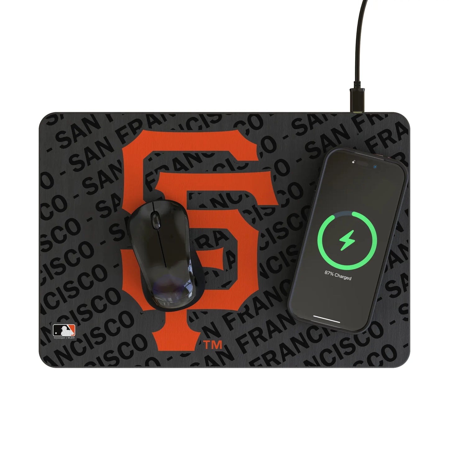 San Francisco Giants Monocolor Tilt 15-Watt Wireless Charger and Mouse Pad