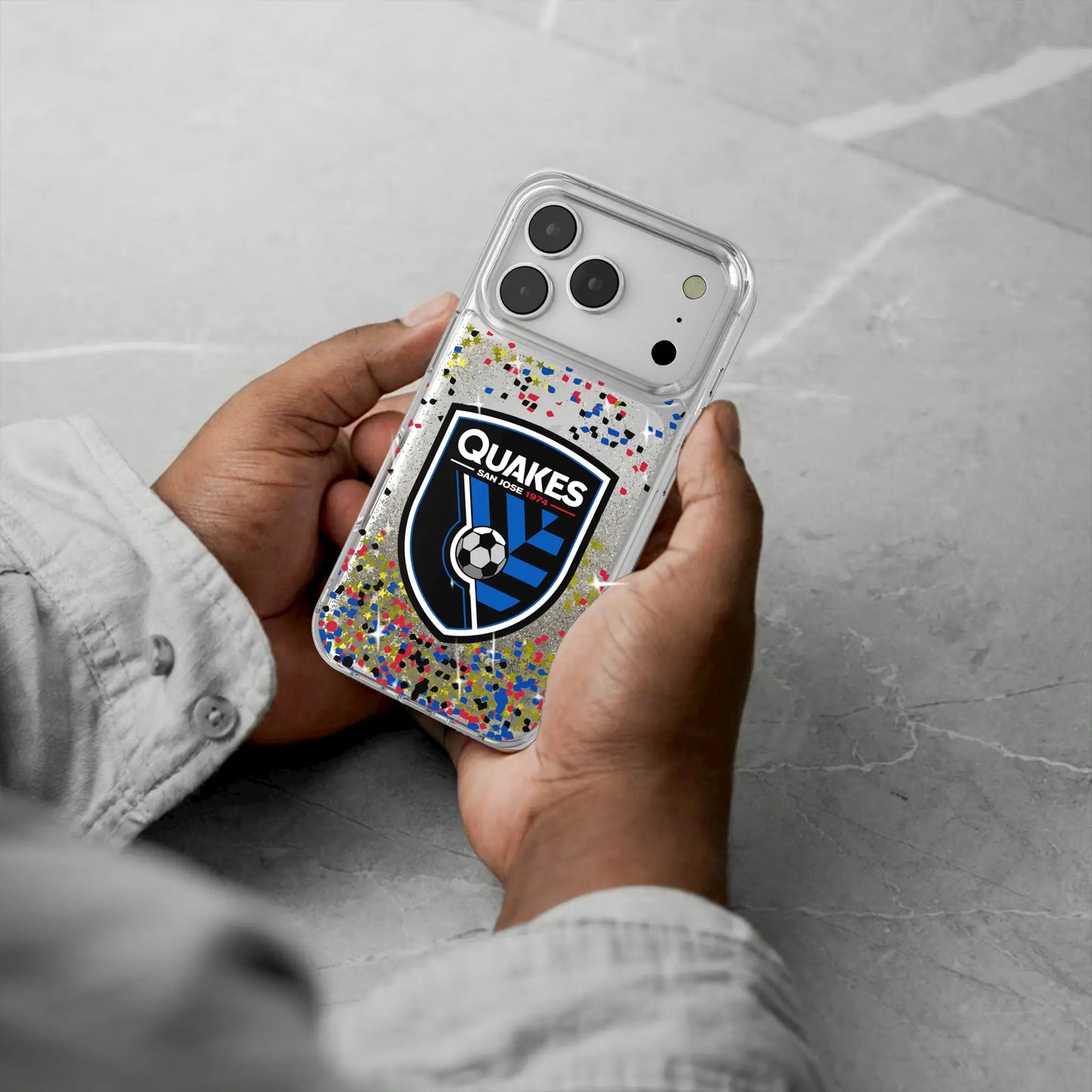 San Jose Earthquakes Confetti Glitter Phone Case for Apple iPhone