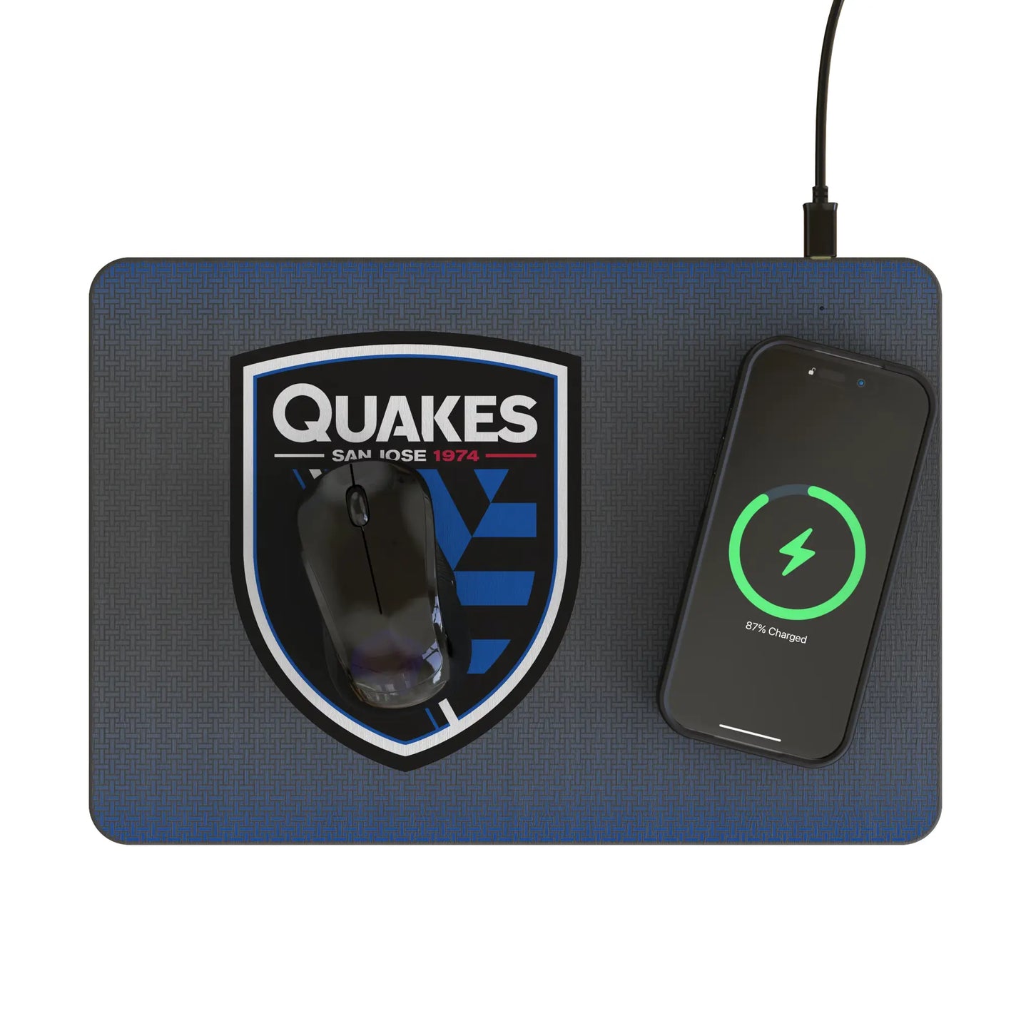 San Jose Earthquakes Linen 15-Watt Wireless Charger and Mouse Pad