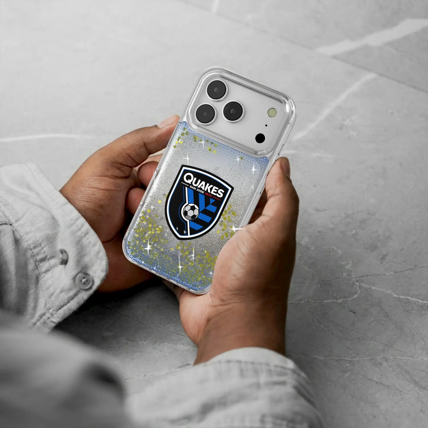 San Jose Earthquakes Linen Glitter Phone Case for Apple iPhone