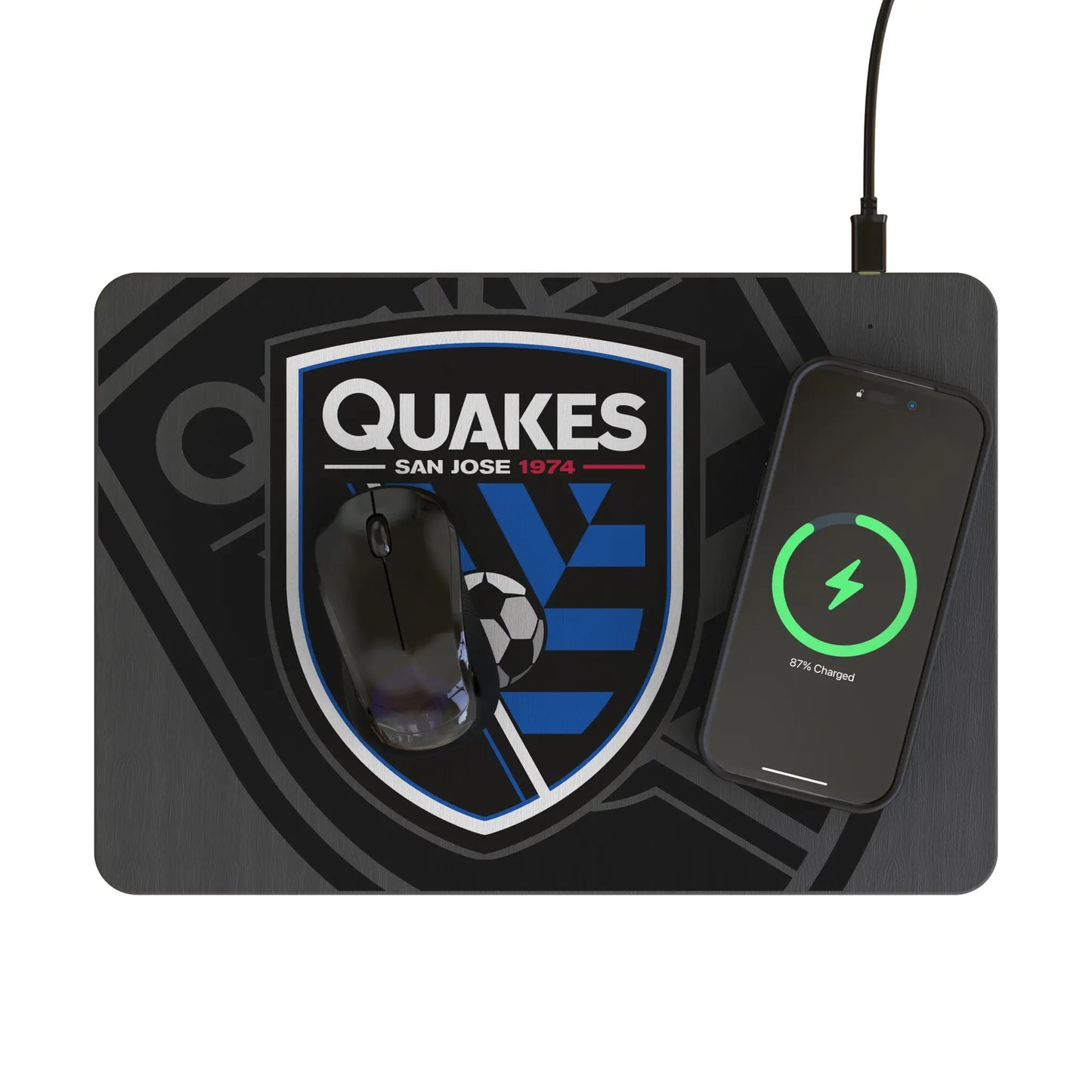 San Jose Earthquakes Monocolor Tilt 15-Watt Wireless Charger and Mouse Pad
