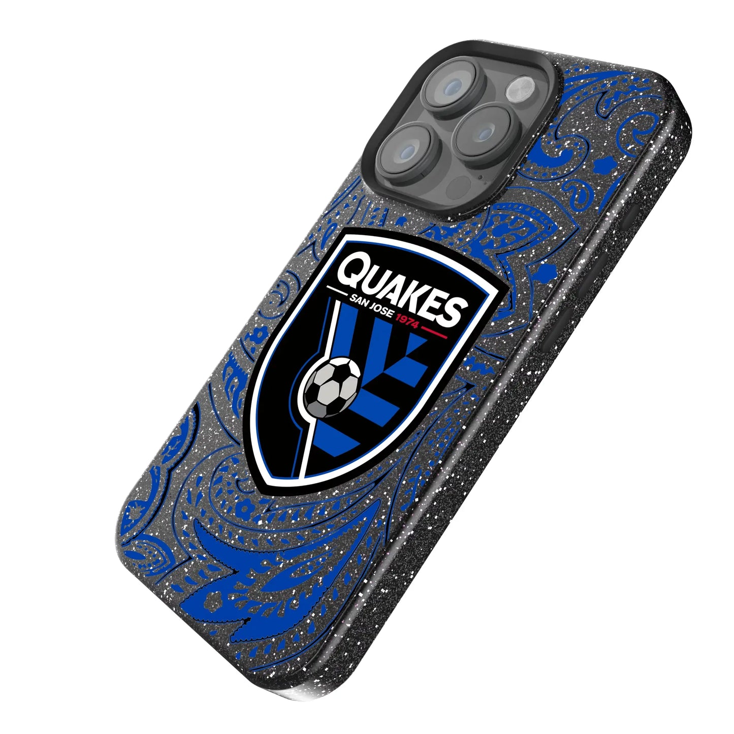 San Jose Earthquakes Paisley Black Bling Phone Case for Apple iPhone
