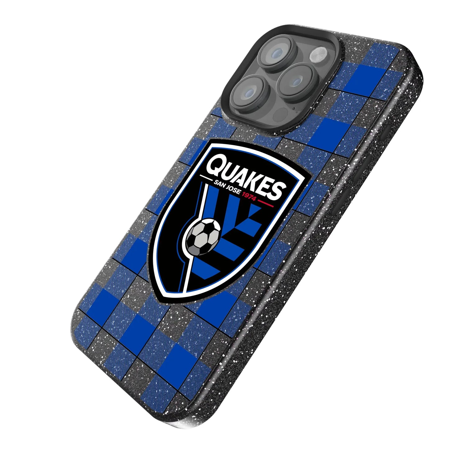 San Jose Earthquakes Plaid Black Bling Phone Case for Apple iPhone