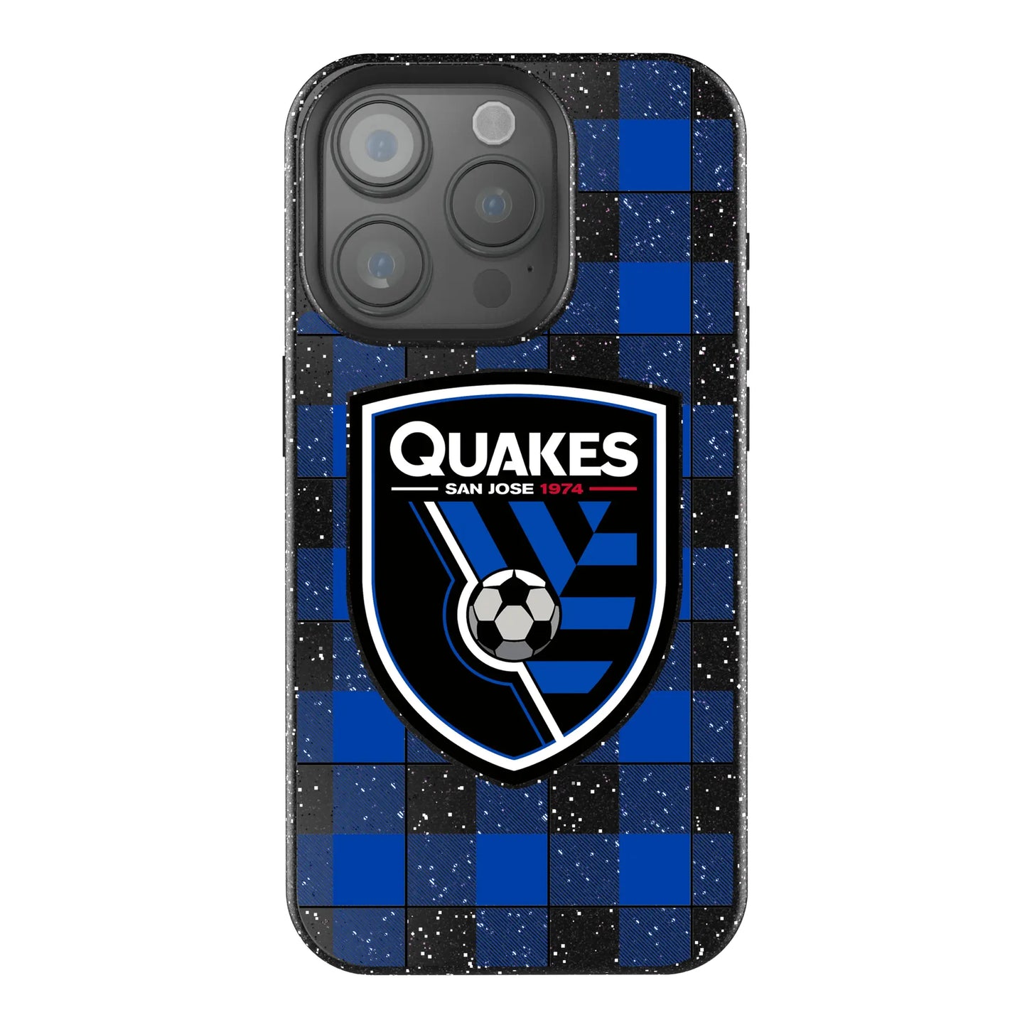 San Jose Earthquakes Plaid Black Bling Phone Case for Apple iPhone