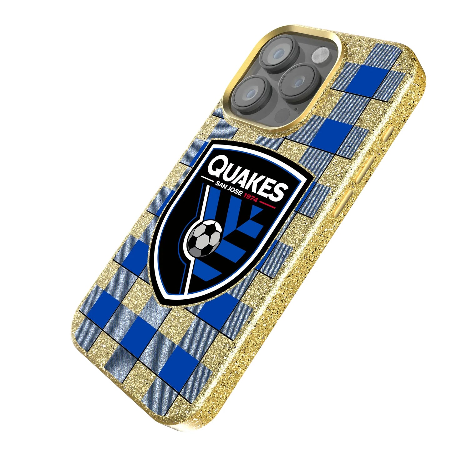 San Jose Earthquakes Plaid Bling Phone Case for Apple iPhone