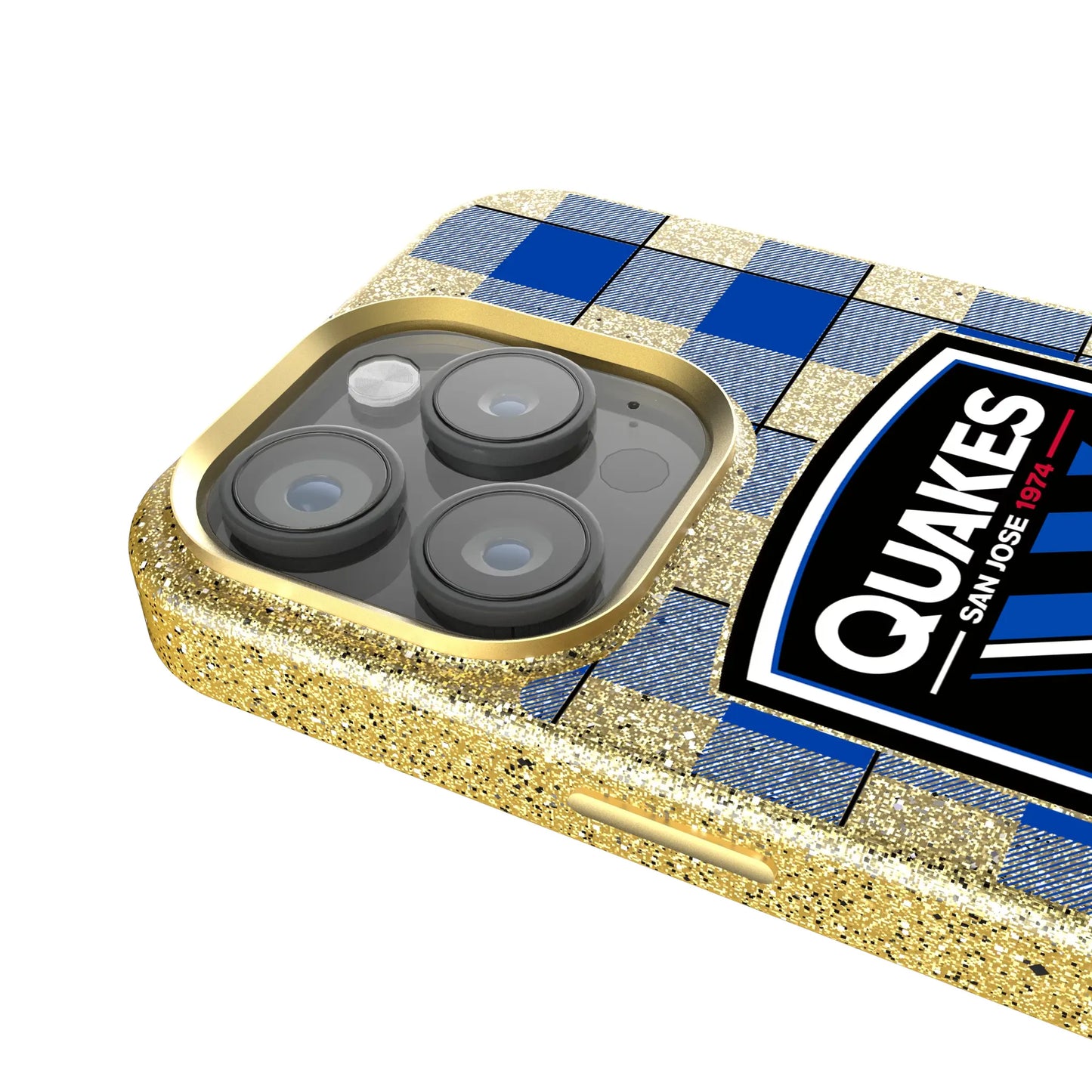 San Jose Earthquakes Plaid Bling Phone Case for Apple iPhone