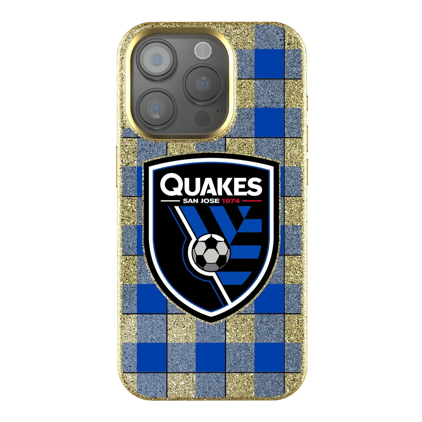 San Jose Earthquakes Plaid Bling Phone Case for Apple iPhone