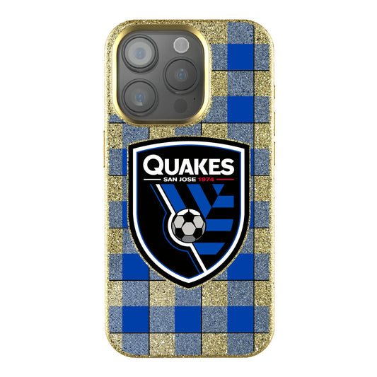 San Jose Earthquakes Plaid Bling Phone Case for Apple iPhone