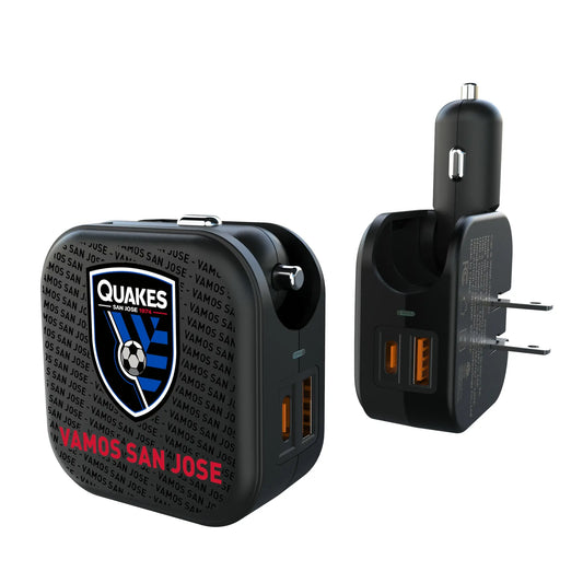 San Jose Earthquakes Text Backdrop 2 in 1 USB A/C Charger