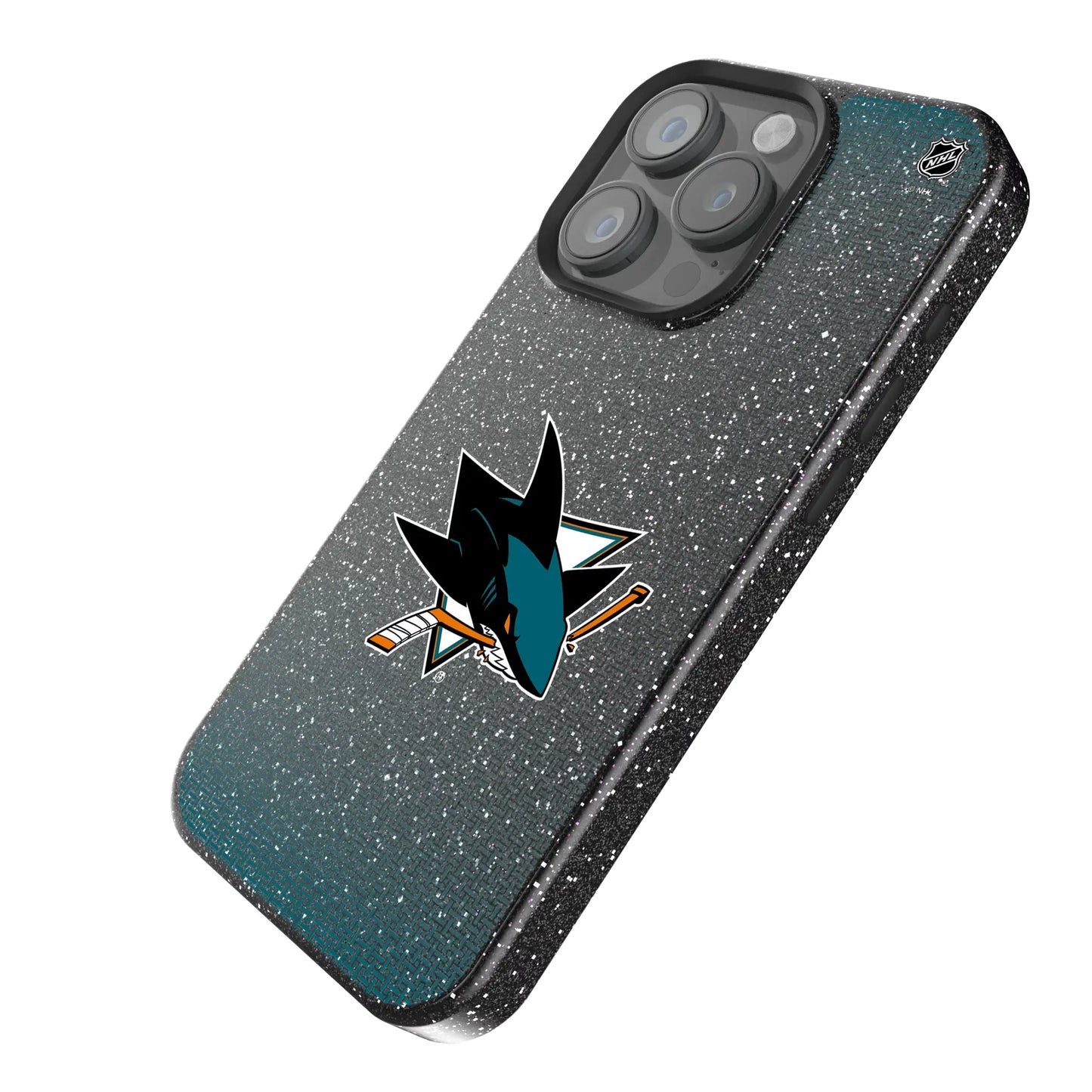 San Jose Sharks Linen Black Bling Phone Case for Apple iPhone