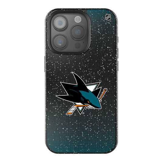 San Jose Sharks Linen Black Bling Phone Case for Apple iPhone