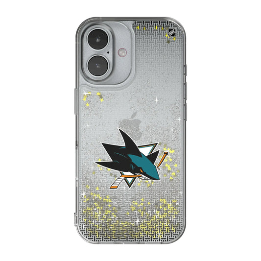 San Jose Sharks Linen Glitter Phone Case for Apple iPhone