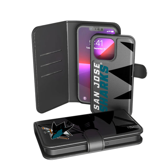 San Jose Sharks Monocolor Tilt Wallet Phone Case for Apple iPhone