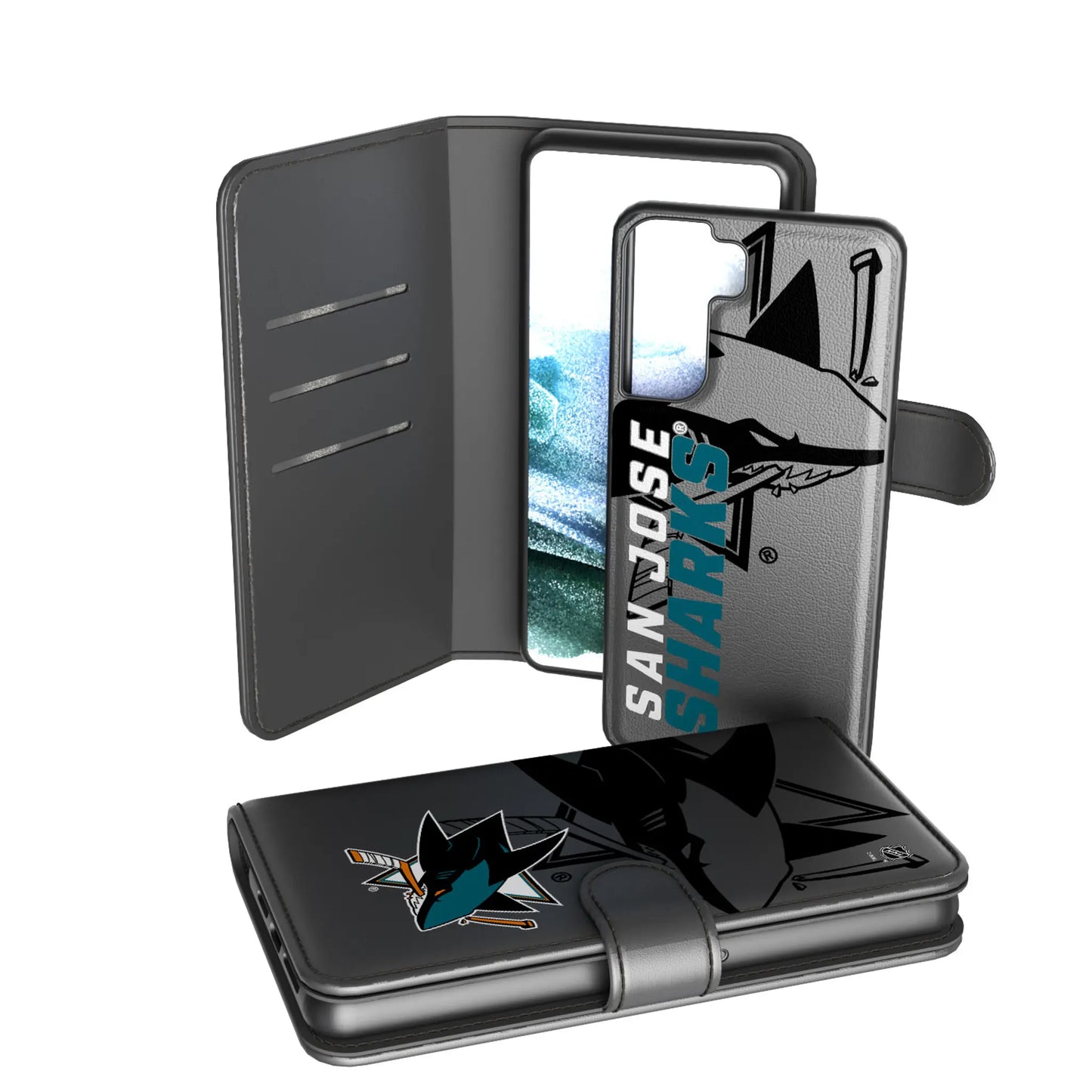 San Jose Sharks Monocolor Tilt Wallet Phone Case for Apple iPhone