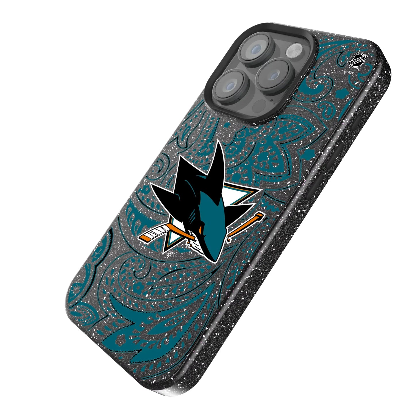 San Jose Sharks Paisley Black Bling Phone Case for Apple iPhone