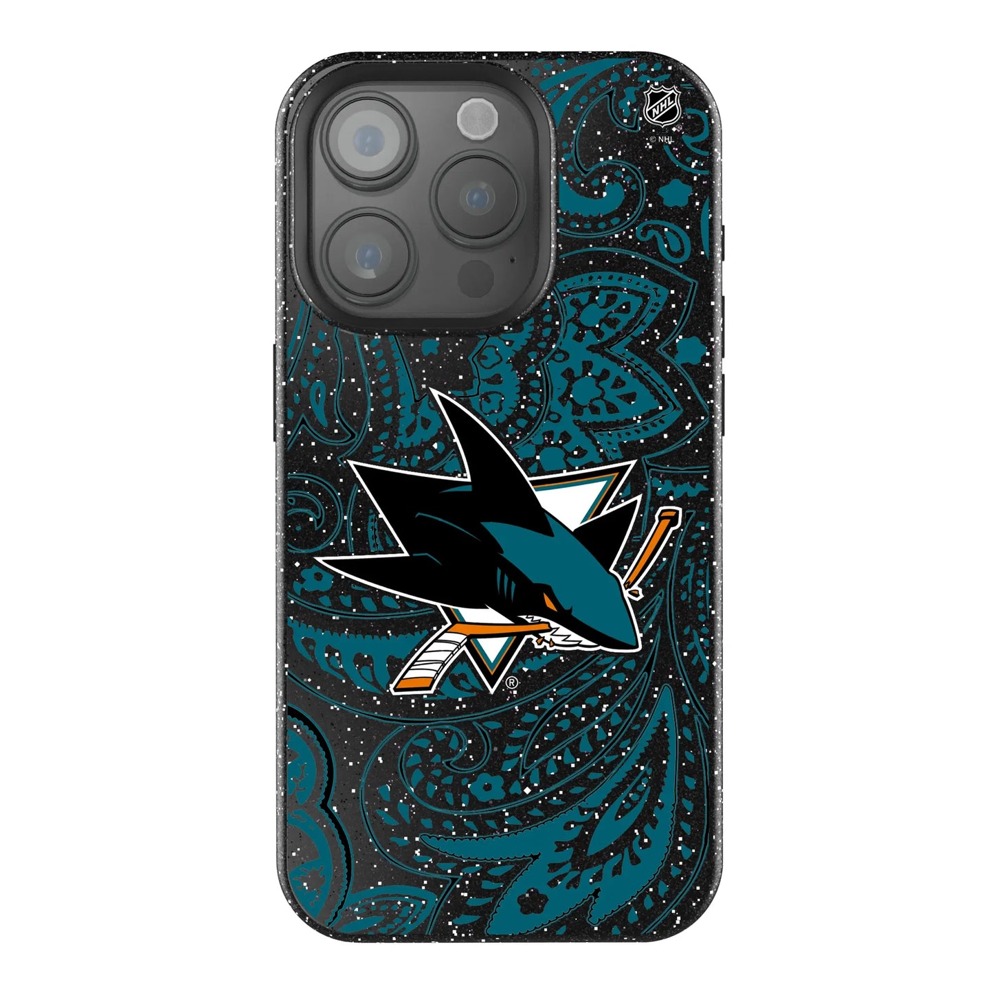 San Jose Sharks Paisley Black Bling Phone Case for Apple iPhone