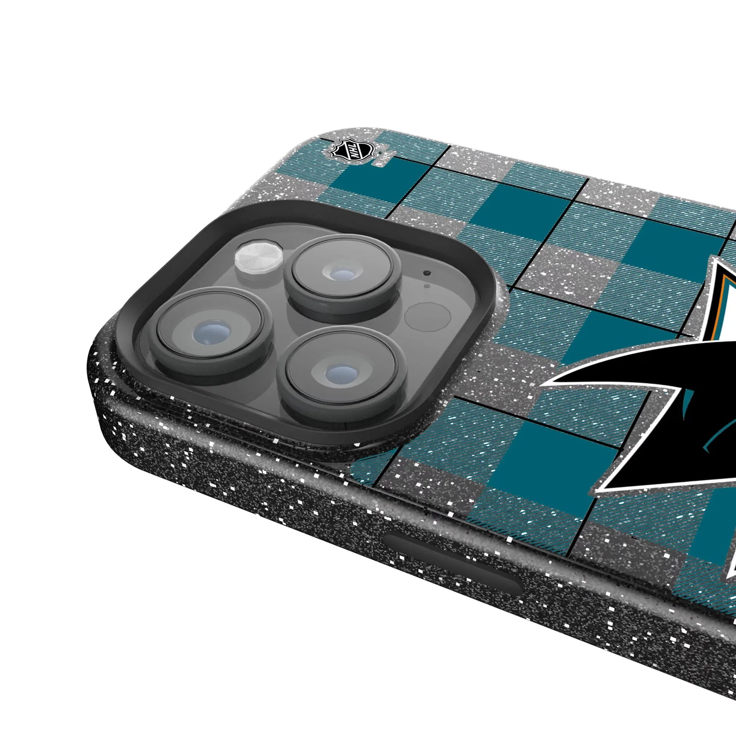 San Jose Sharks Plaid Black Bling Phone Case for Apple iPhone