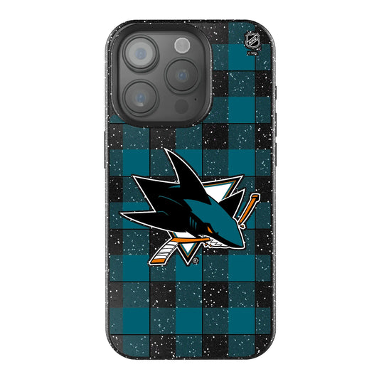 San Jose Sharks Plaid Black Bling Phone Case for Apple iPhone