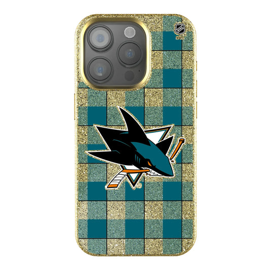 San Jose Sharks Plaid Bling Phone Case for Apple iPhone