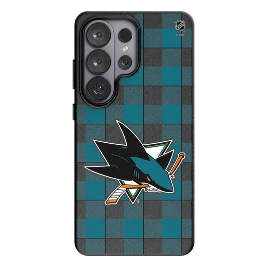 San Jose Sharks Plaid MagSafe Compatible Phone Case for Samsung Galaxy