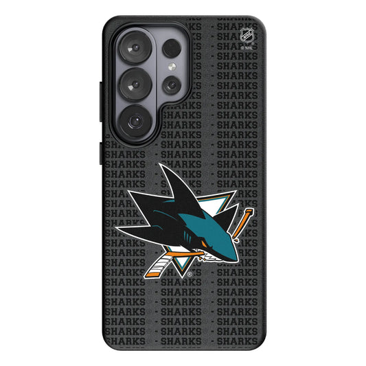 San Jose Sharks Text Backdrop MagSafe Compatible Phone Case for Samsung Galaxy