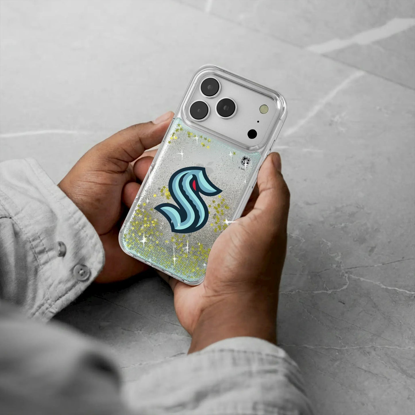 Seattle Kraken Linen Glitter Phone Case for Apple iPhone
