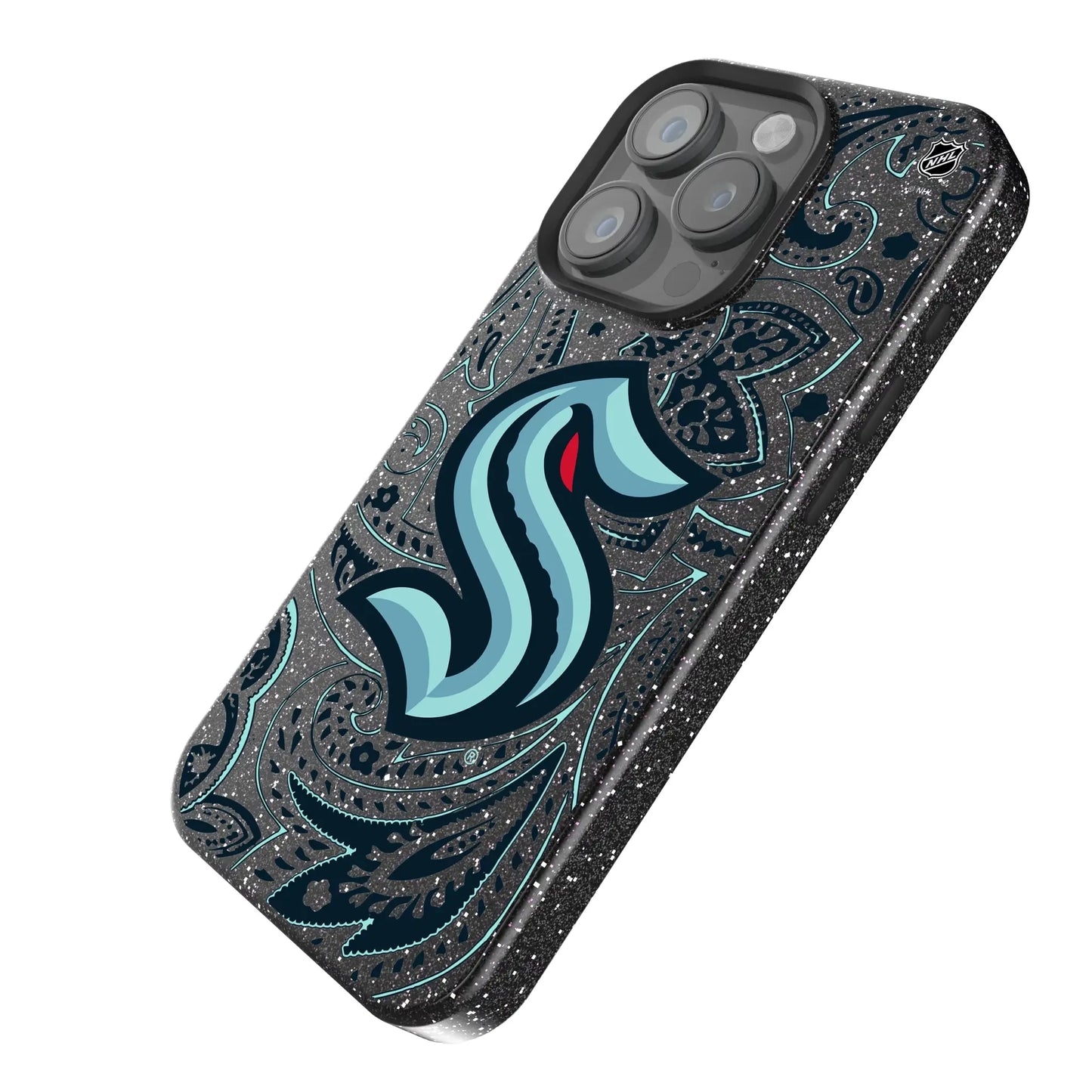 Seattle Kraken Paisley Black Bling Phone Case for Apple iPhone