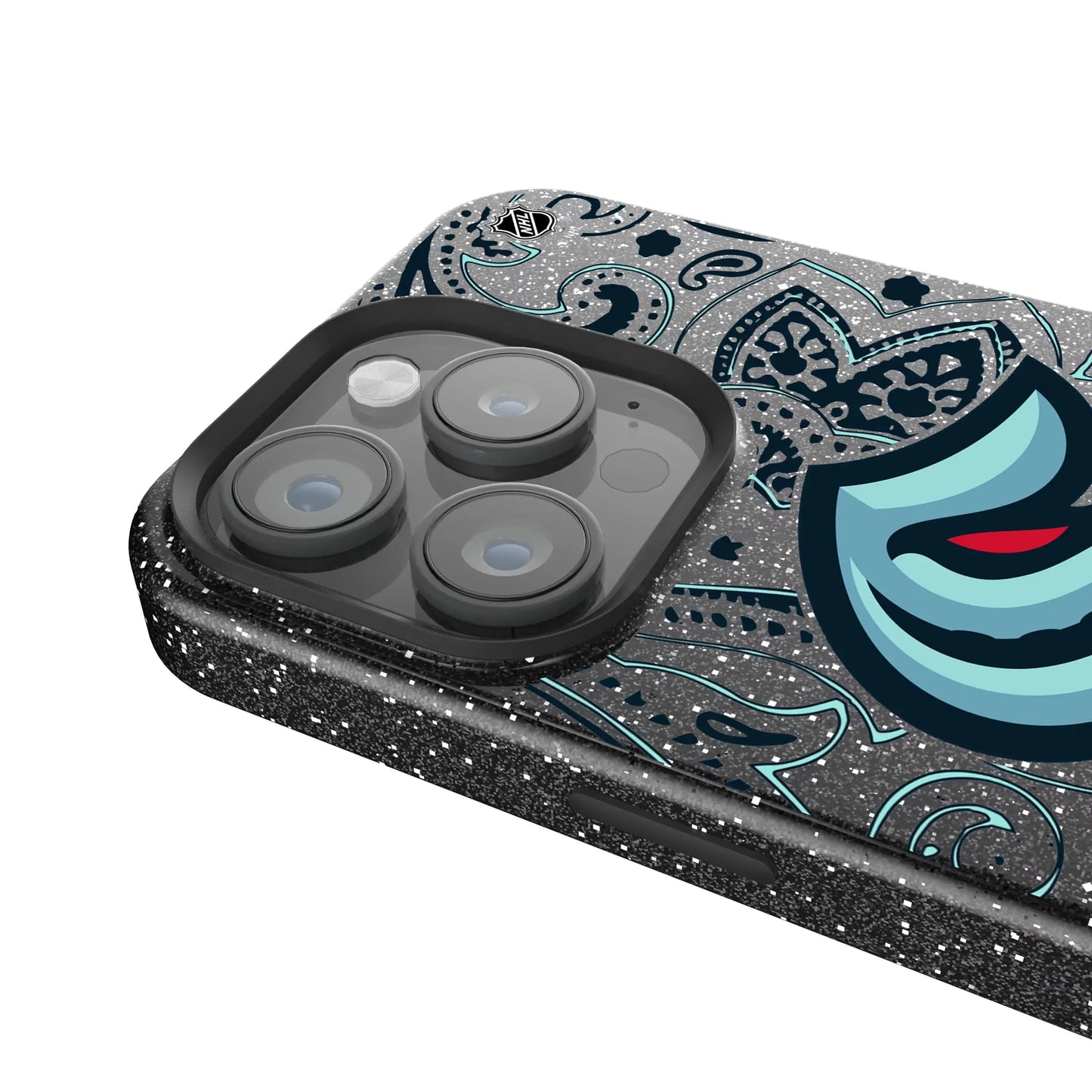 Seattle Kraken Paisley Black Bling Phone Case for Apple iPhone