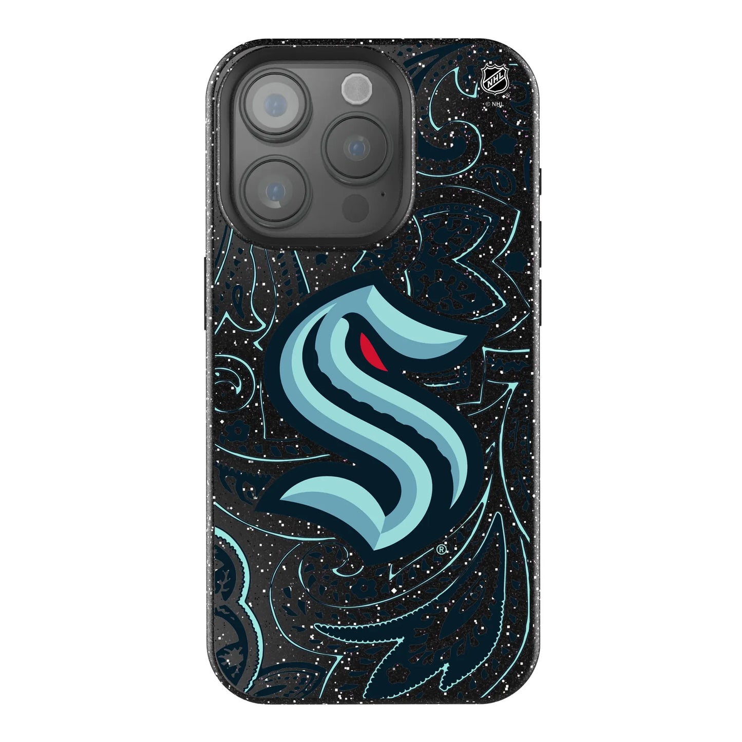 Seattle Kraken Paisley Black Bling Phone Case for Apple iPhone