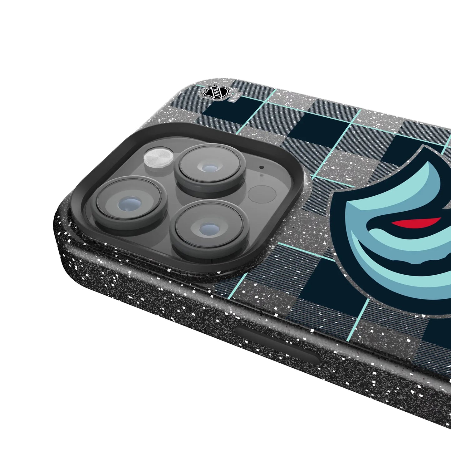 Seattle Kraken Plaid Black Bling Phone Case for Apple iPhone