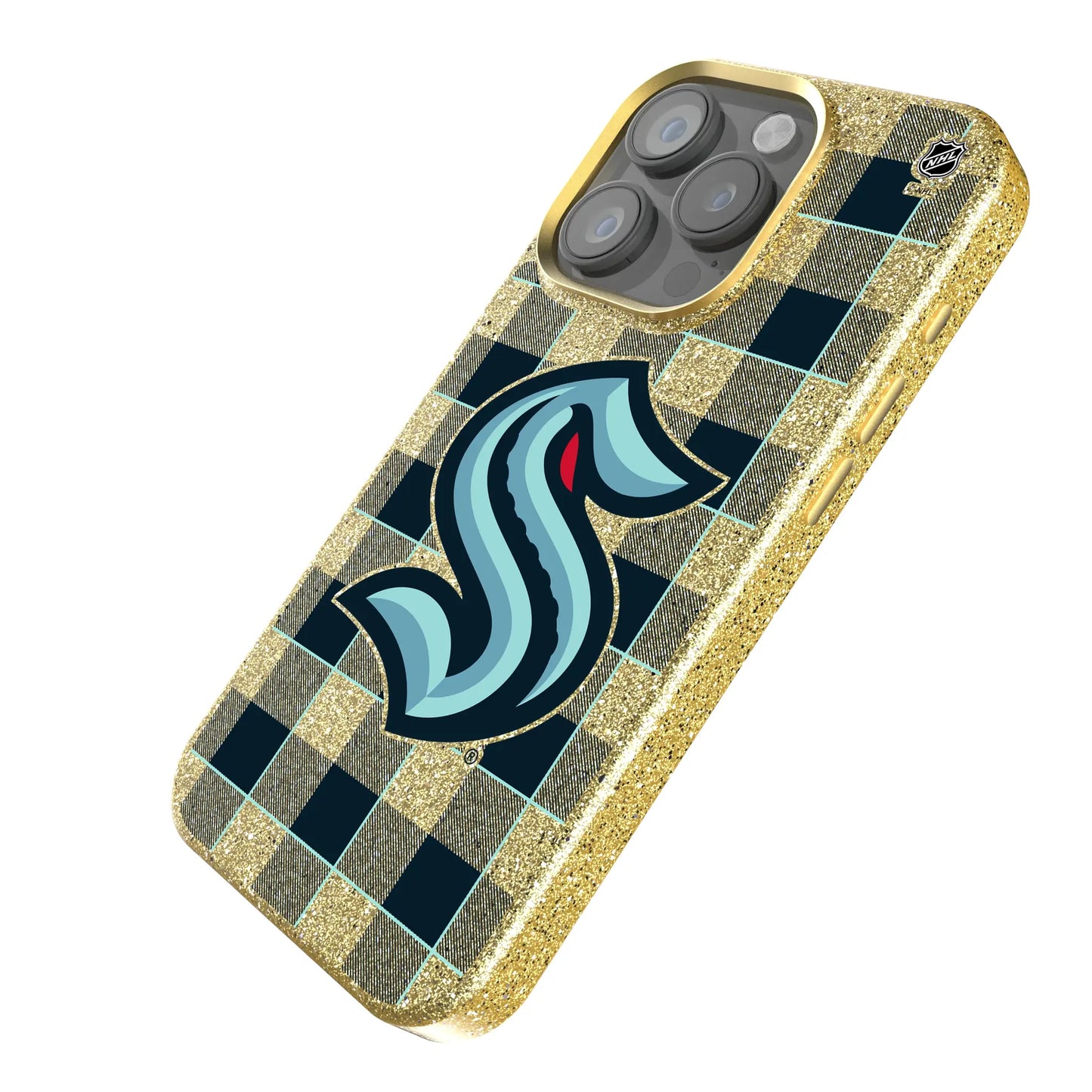 Seattle Kraken Plaid Bling Phone Case for Apple iPhone