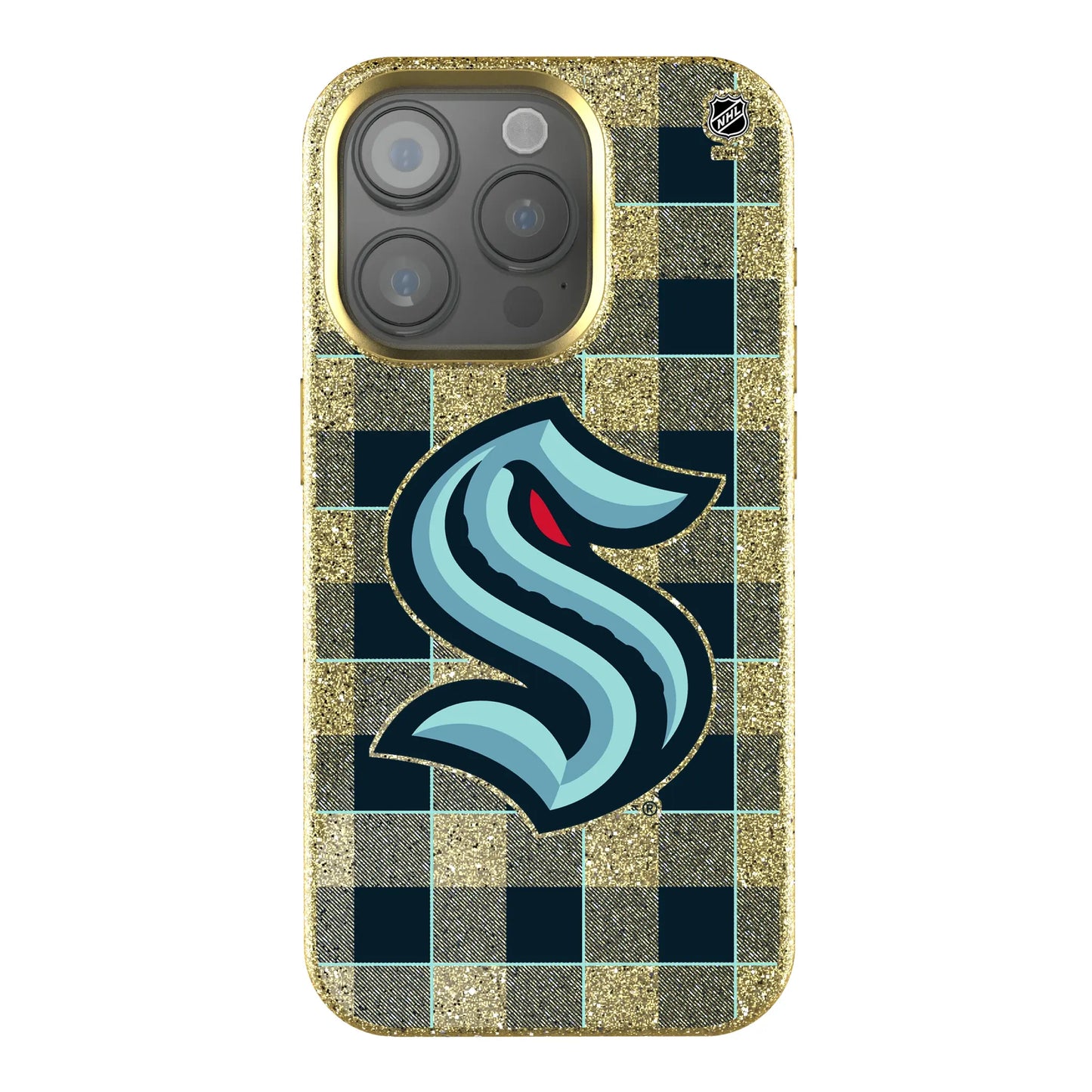 Seattle Kraken Plaid Bling Phone Case for Apple iPhone