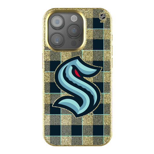Seattle Kraken Plaid Bling Phone Case for Apple iPhone