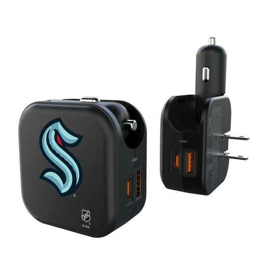 Seattle Kraken Text Backdrop 2 in 1 USB A/C Charger