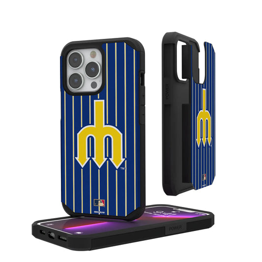 Seattle Mariners 1977-1980 - Cooperstown Collection Pinstripe Rugged Phone Case for Apple iPhone