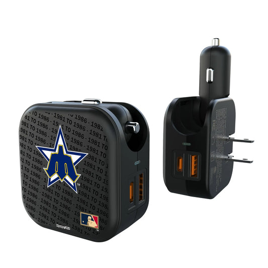 Seattle Mariners 1981-1986 - Cooperstown Collection Text Backdrop 2 in 1 USB A/C Charger