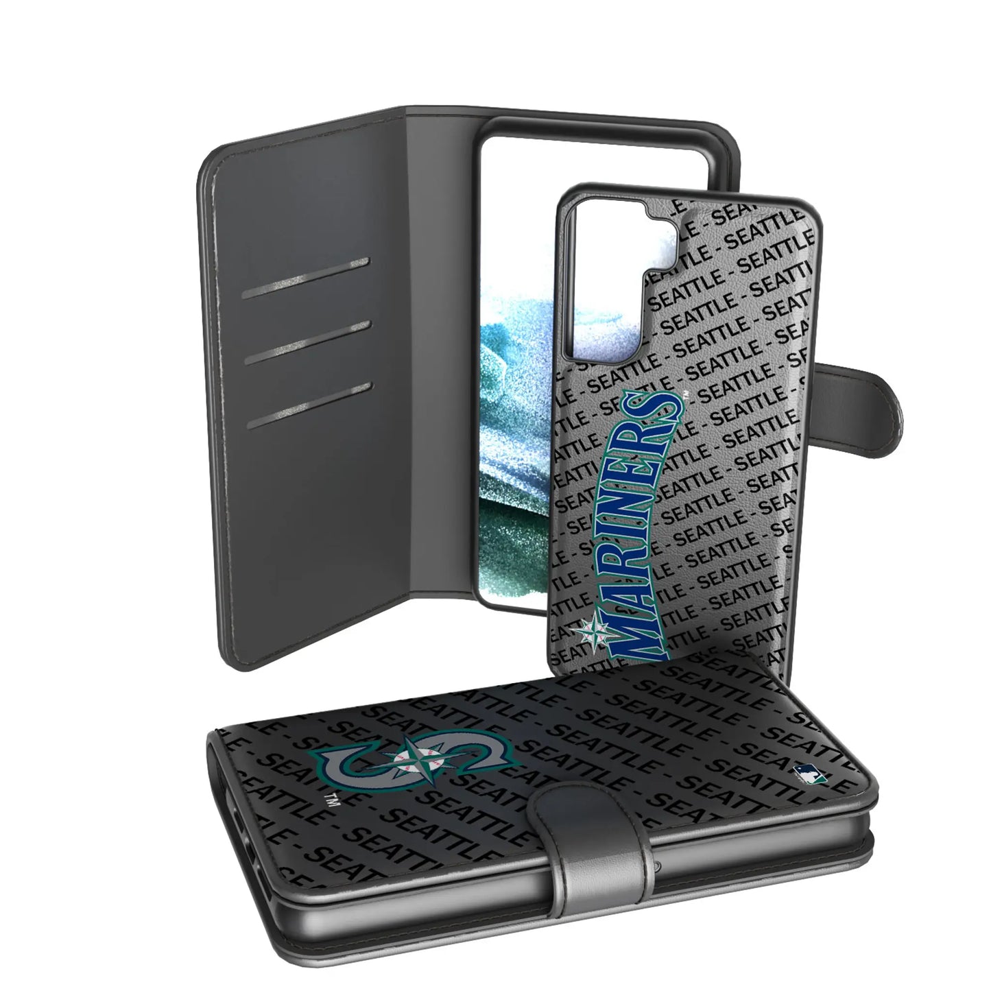 Seattle Mariners Monocolor Tilt Wallet Phone Case for Apple iPhone
