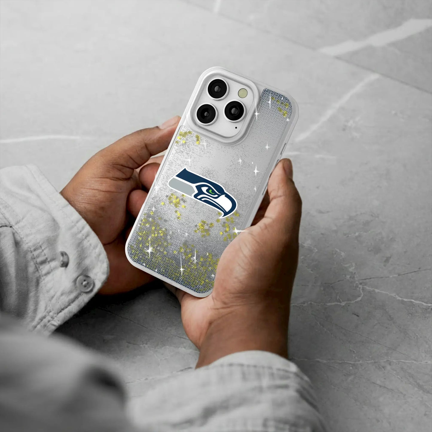 Seattle Seahawks Linen Glitter Phone Case for Apple iPhone