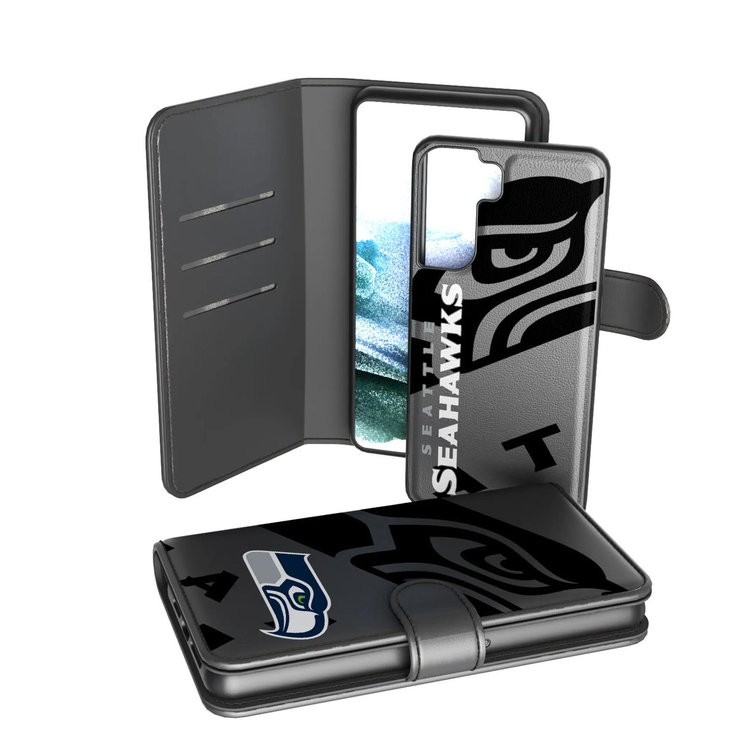 Seattle Seahawks Monocolor Tilt Wallet Phone Case for Apple iPhone