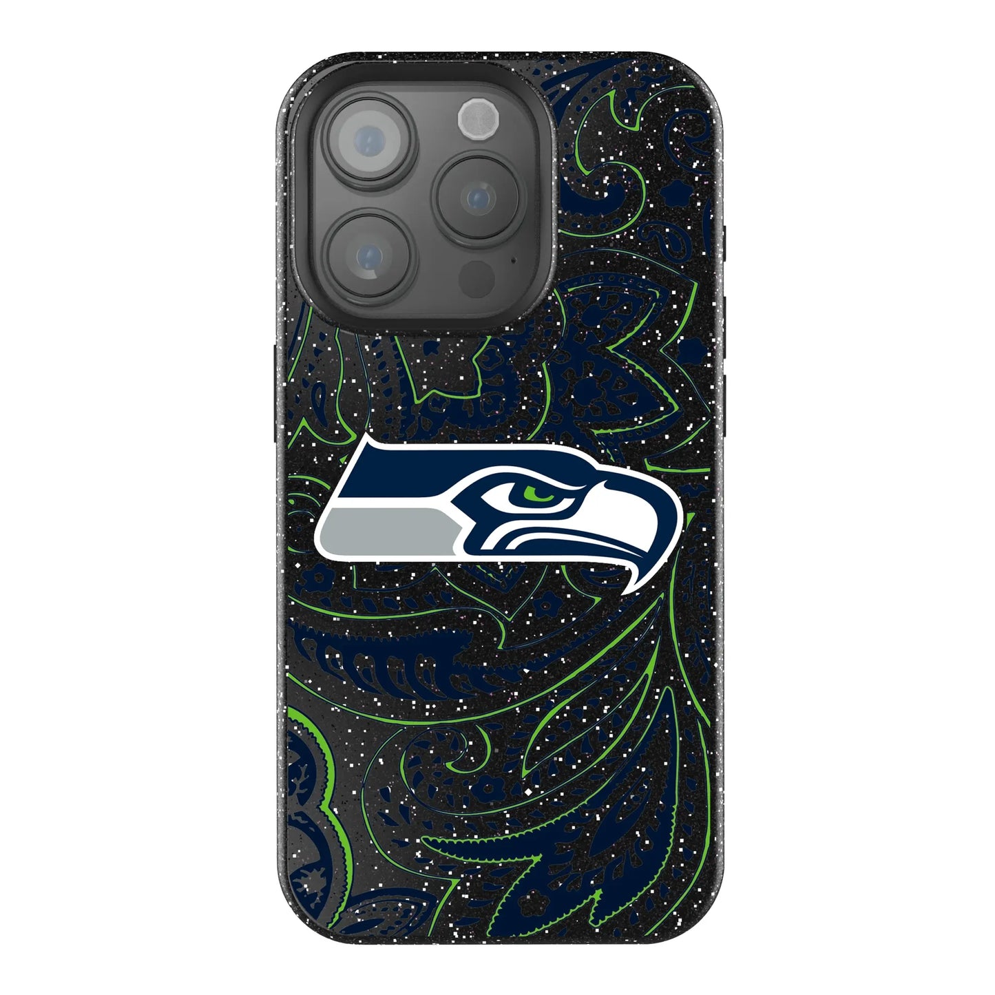 Seattle Seahawks Paisley Black Bling Phone Case for Apple iPhone