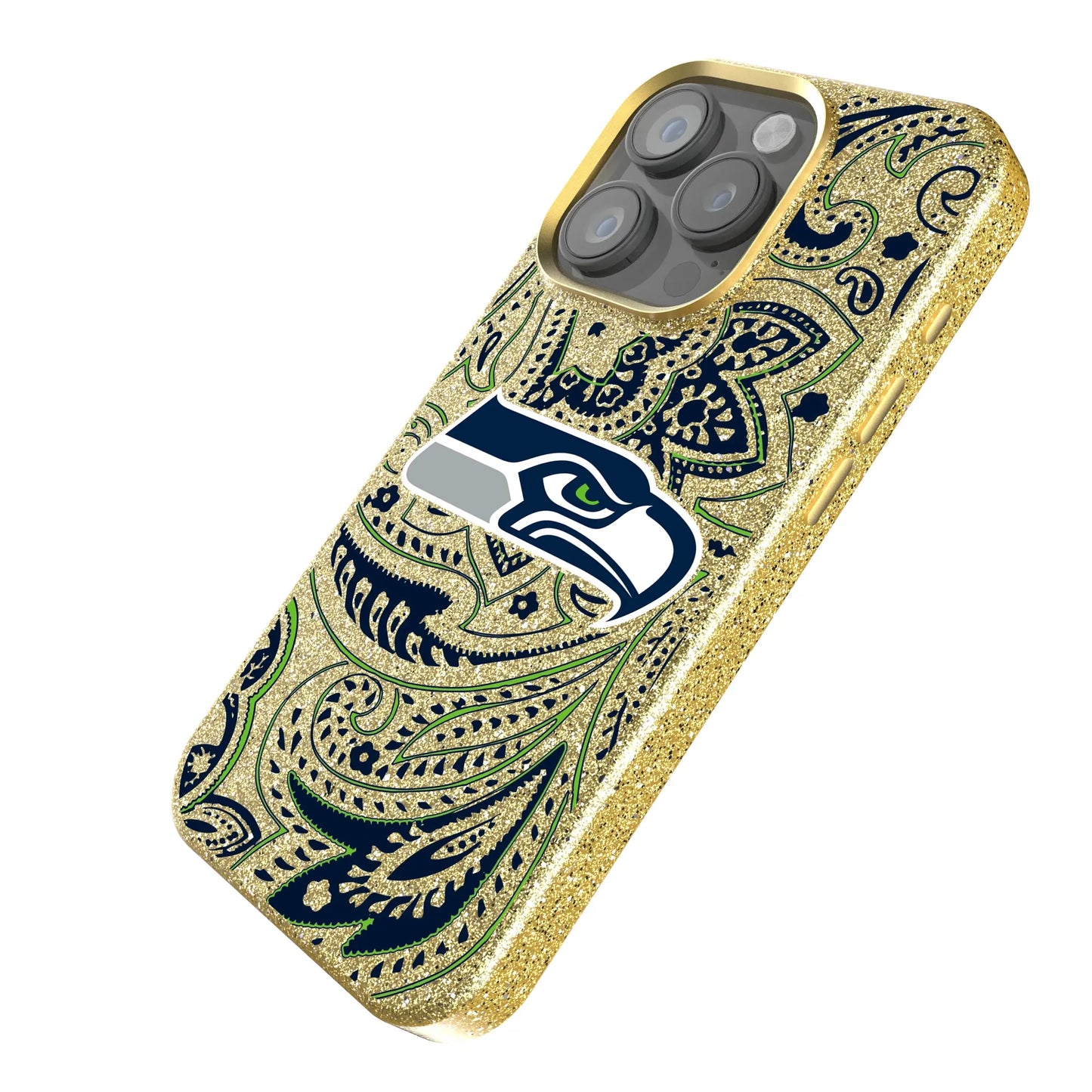 Seattle Seahawks Paisley Bling Phone Case for Apple iPhone