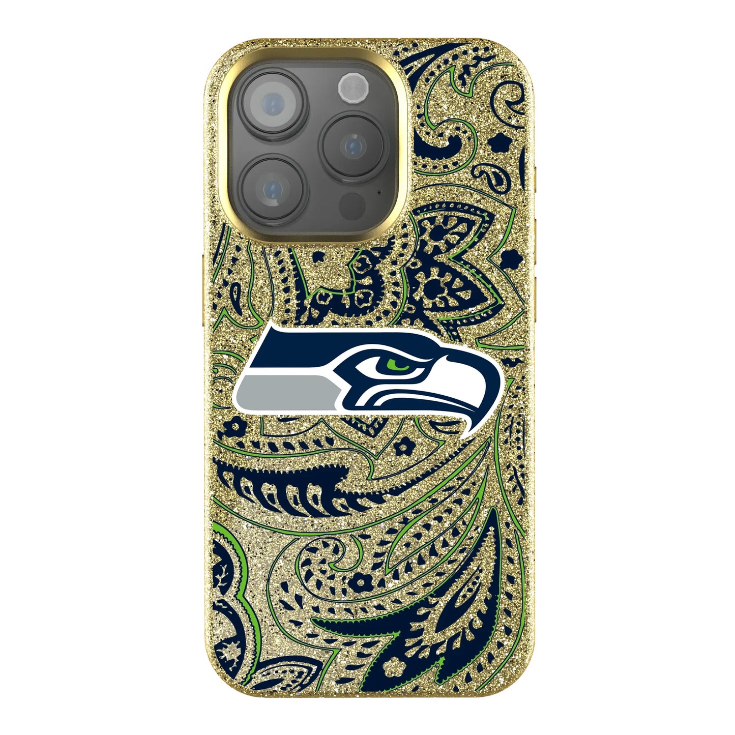 Seattle Seahawks Paisley Bling Phone Case for Apple iPhone