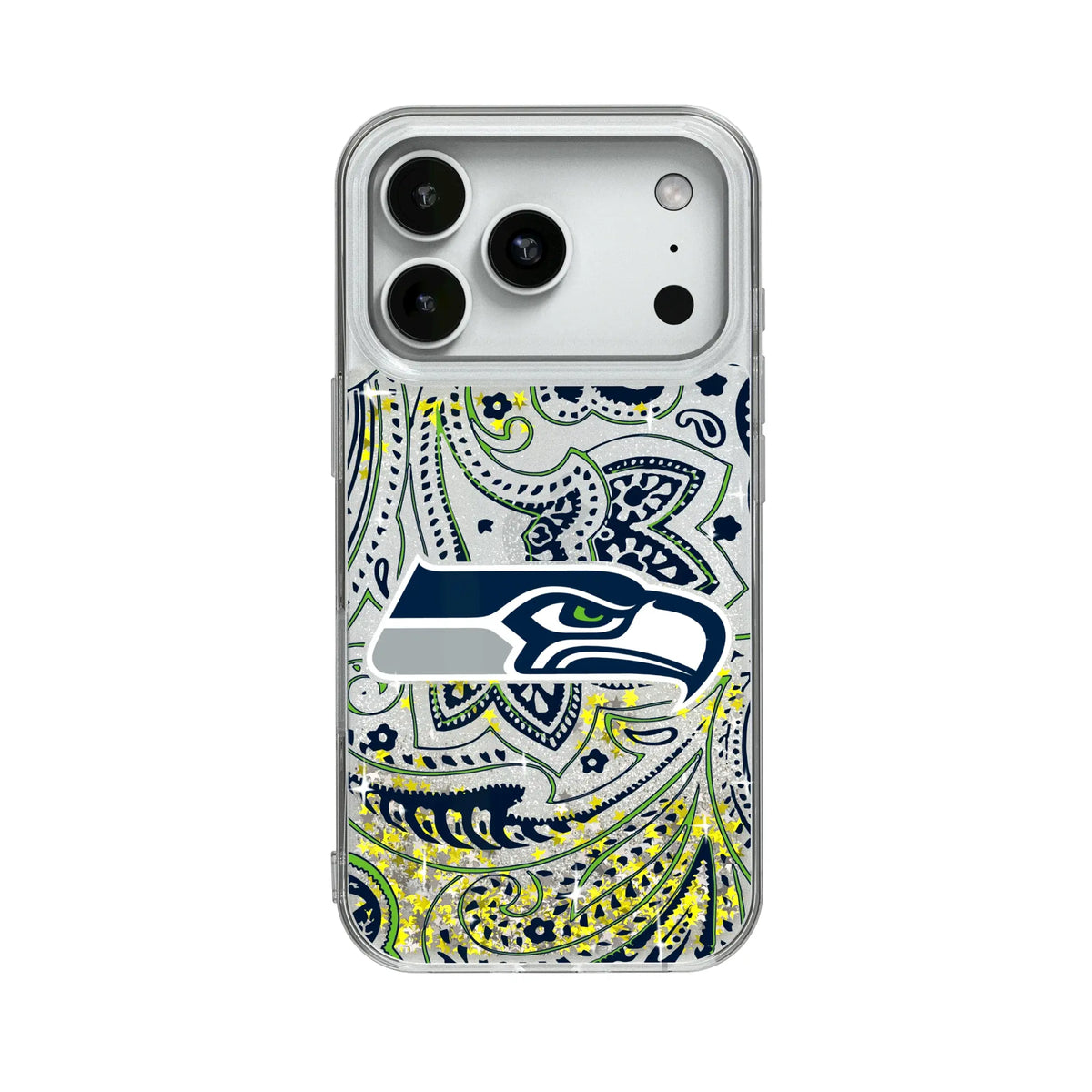 Seattle Seahawks Paisley Glitter Phone Case for Apple iPhone
