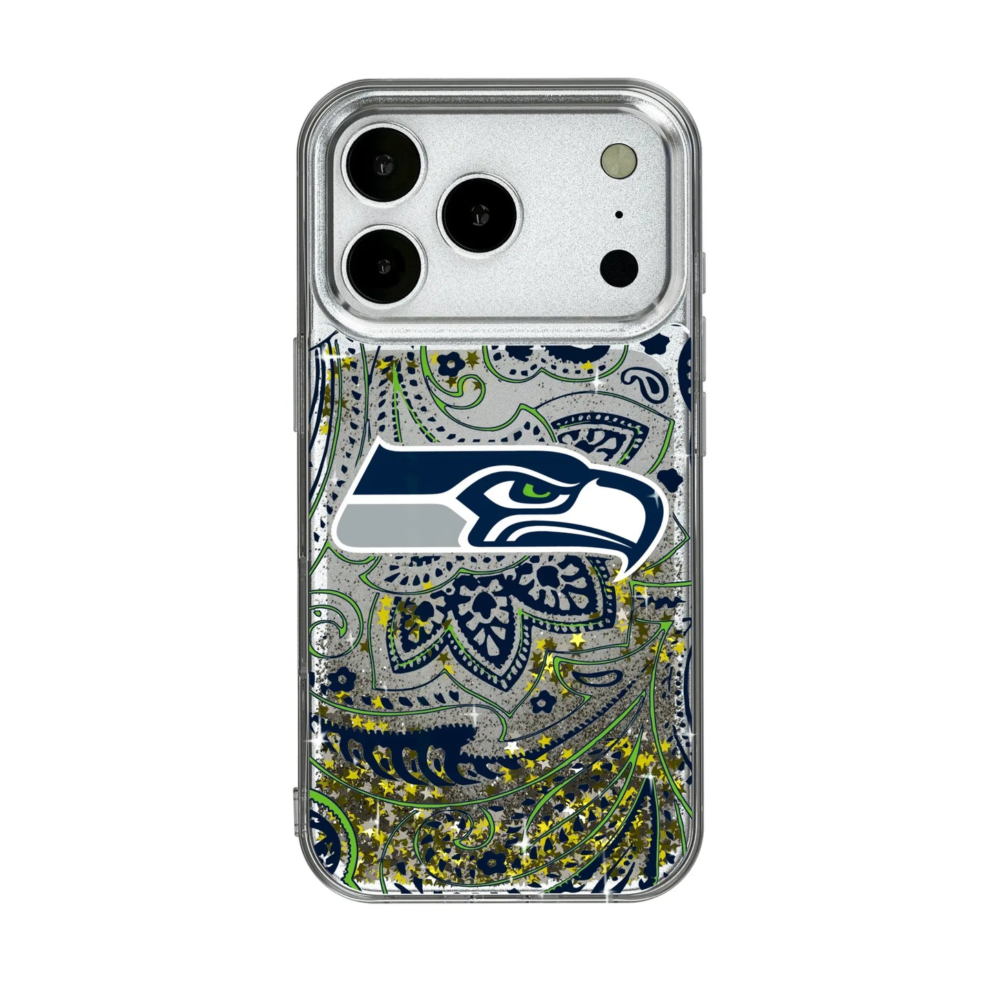 Seattle Seahawks Paisley Glitter Phone Case for Apple iPhone