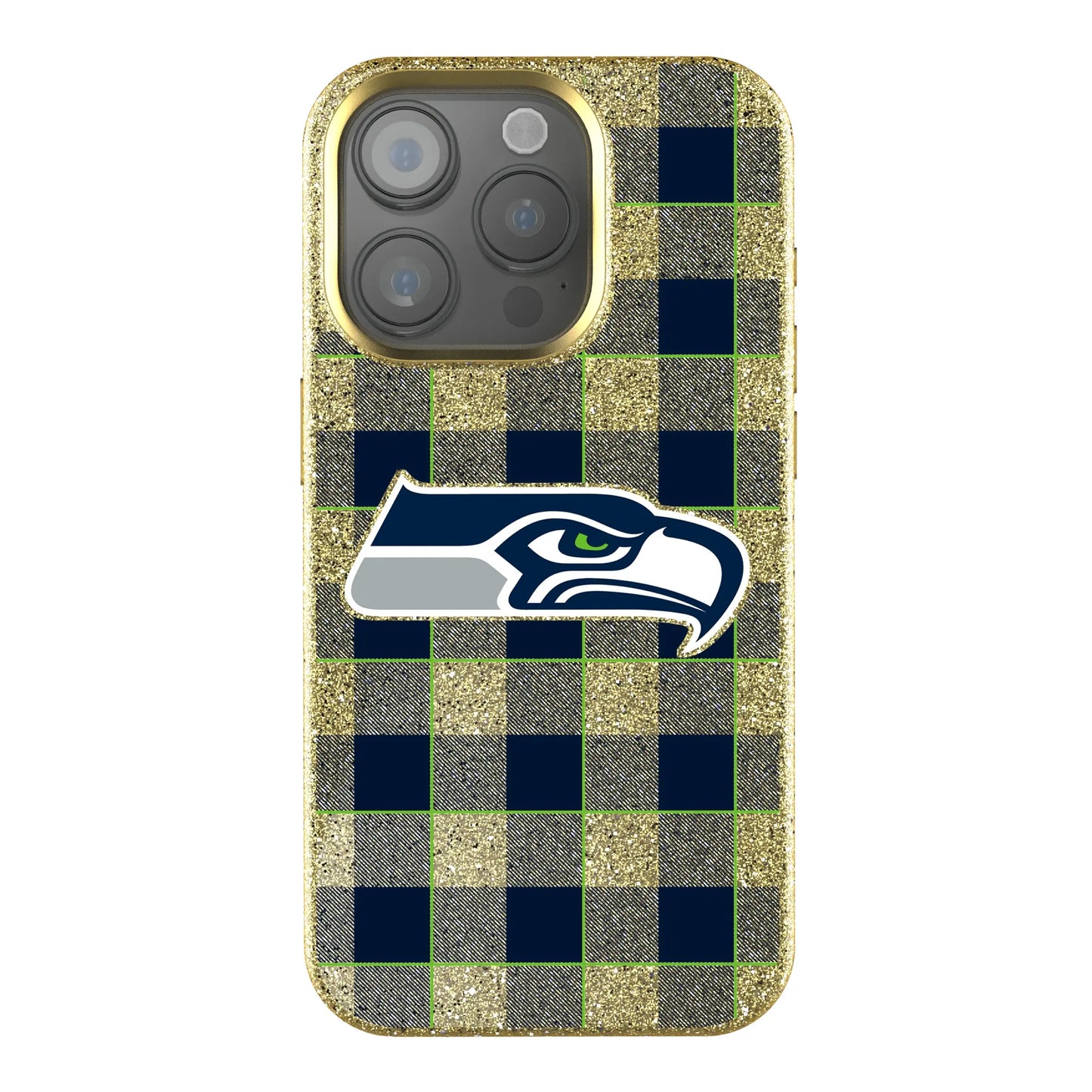 Seattle Seahawks Plaid Bling Phone Case for Apple iPhone