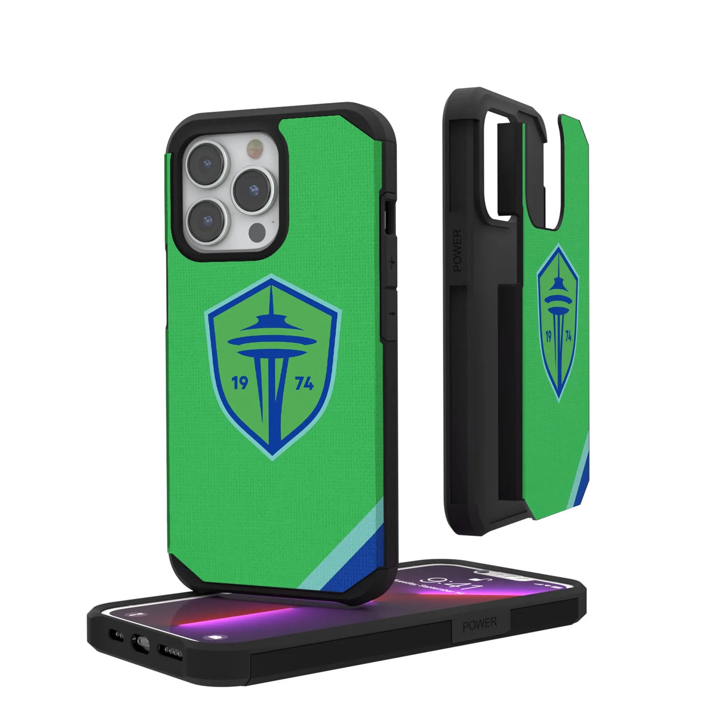 Seattle Sounders FC Diagonal Stripe Rugged Phone Case for Apple iPhone