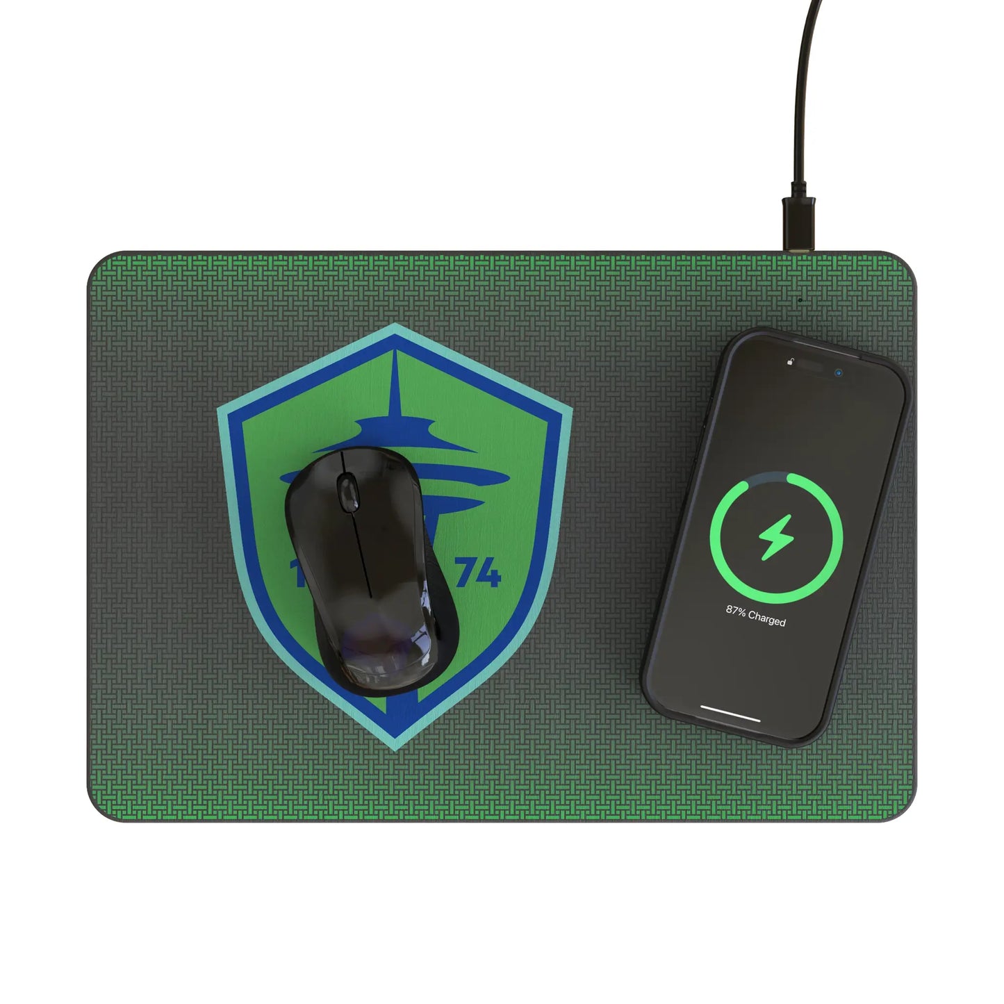 Seattle Sounders FC Linen 15-Watt Wireless Charger and Mouse Pad