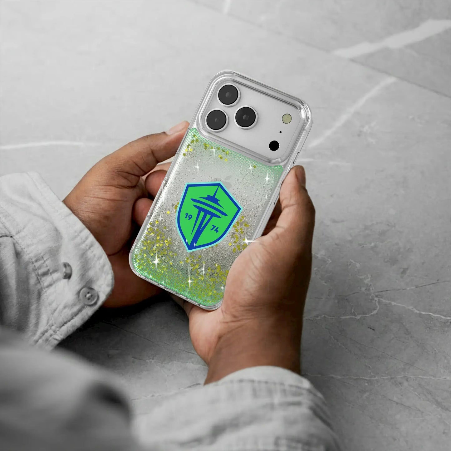 Seattle Sounders FC Linen Glitter Phone Case for Apple iPhone