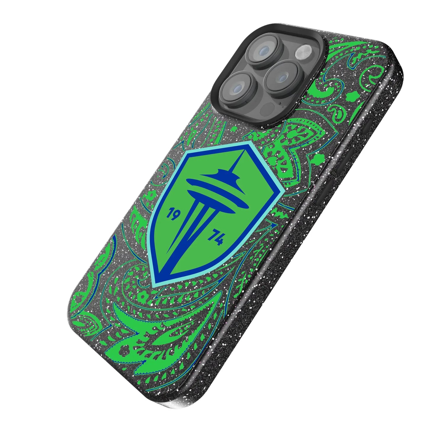 Seattle Sounders FC Paisley Black Bling Phone Case for Apple iPhone