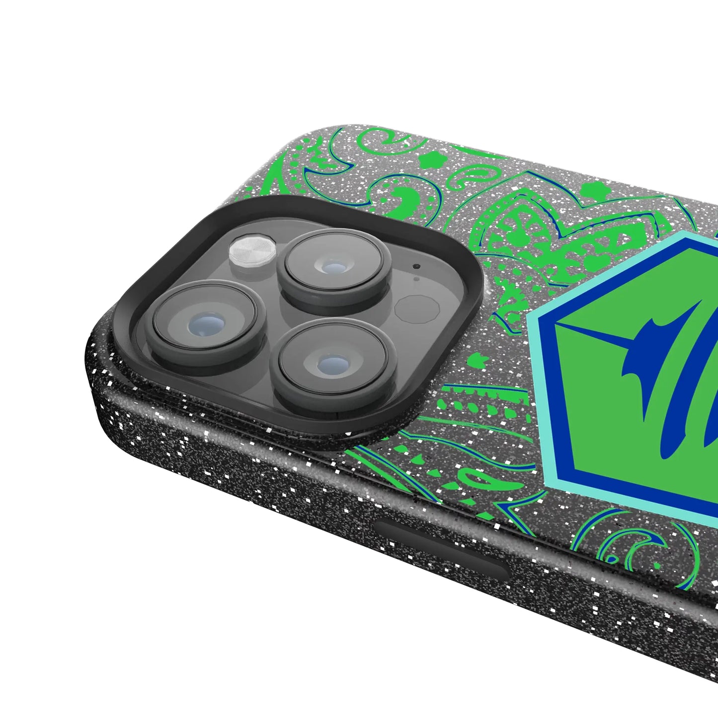 Seattle Sounders FC Paisley Black Bling Phone Case for Apple iPhone